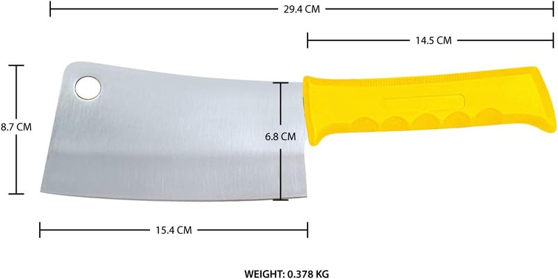 Kitchen Master 6 Inch Stainless Steel Meat Cleaver with Yellow Handle - Image 2